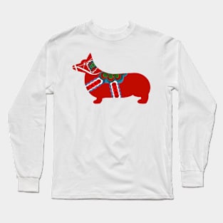 Dala Corgi - Swedish Dala Horse Long Sleeve T-Shirt